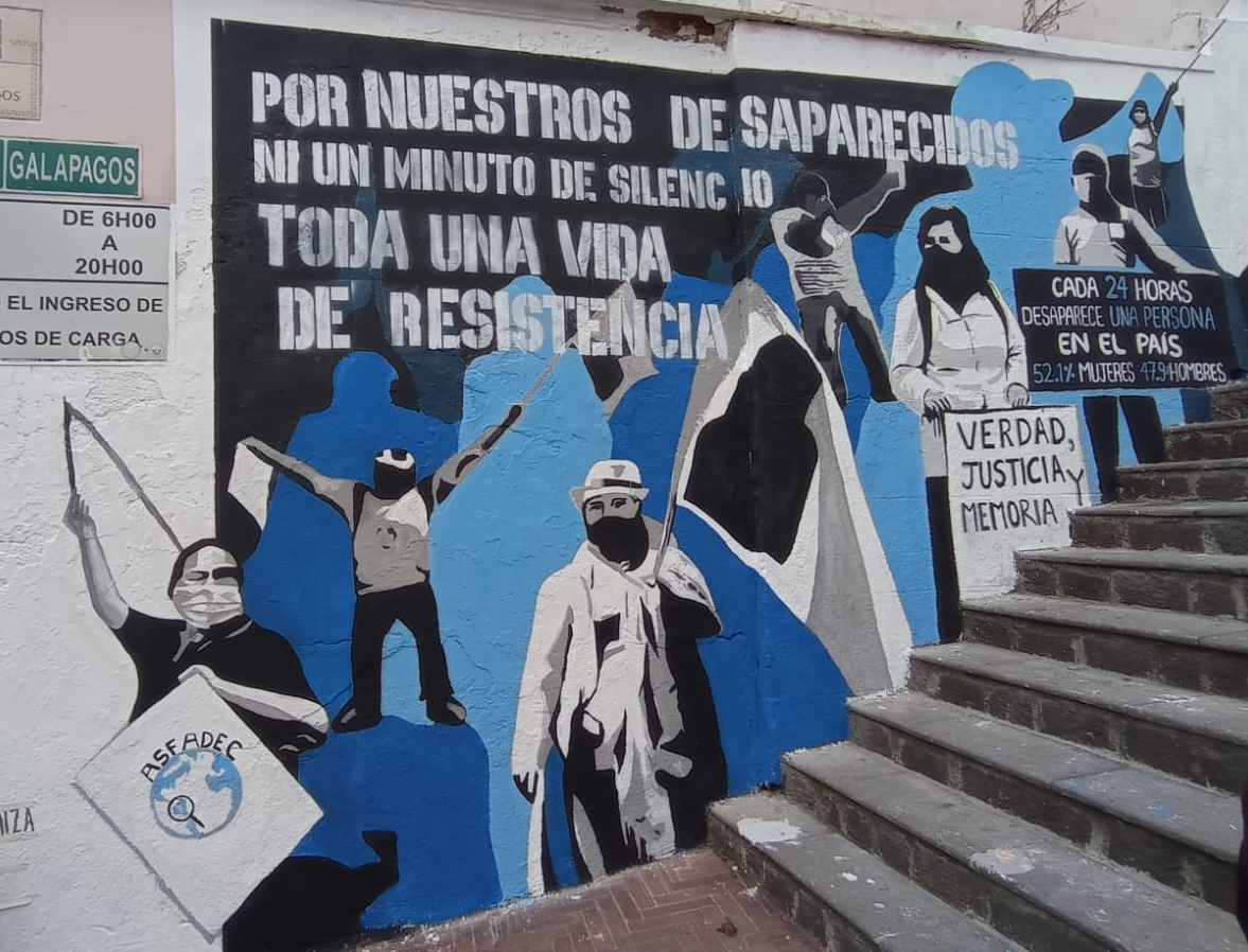 Mural en Quito por el Día Internacional de la Desaparición Forzada